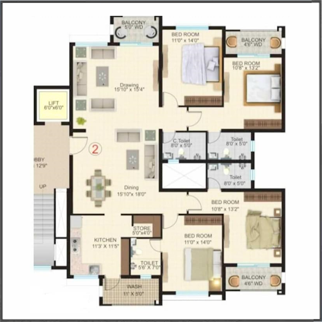 Layout of 4BHK Premium Flats